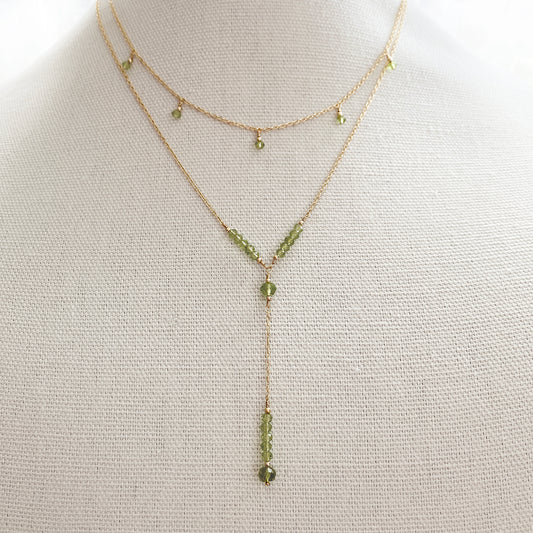 Peridot Lariat Necklace