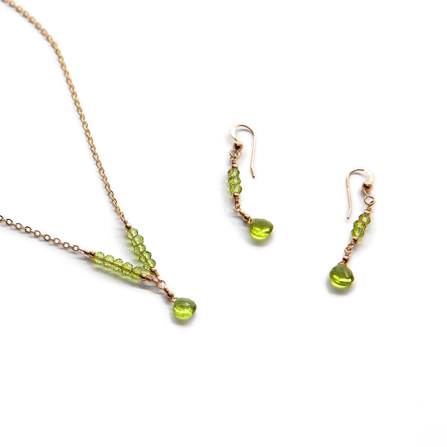 Peridot Pendant Necklace and Earrings Set