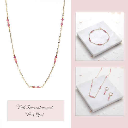 Johanna Pink Tourmaline and Pink Opal Jewelry Set