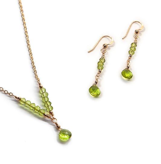 Peridot Pendant Necklace and Earrings Set
