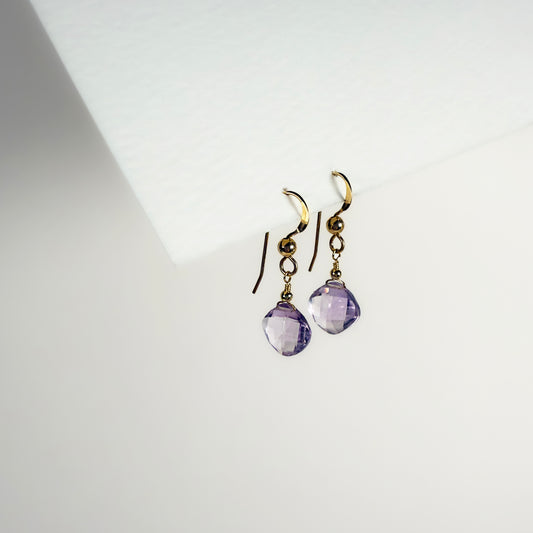 Lavender Amethyst Cushion Cut Drop Earrings