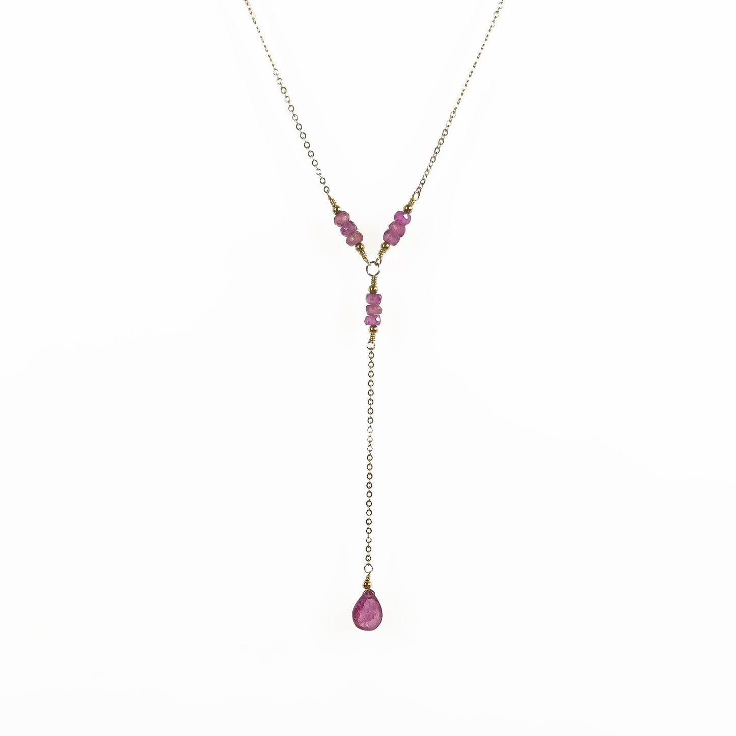 Pink Ruby Y Necklace