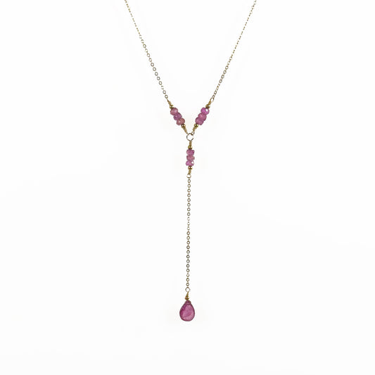Pink Ruby Y Necklace