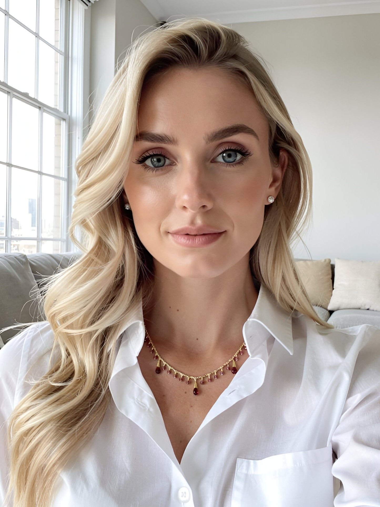 Pear Shape Garnet Charms Necklace [02]