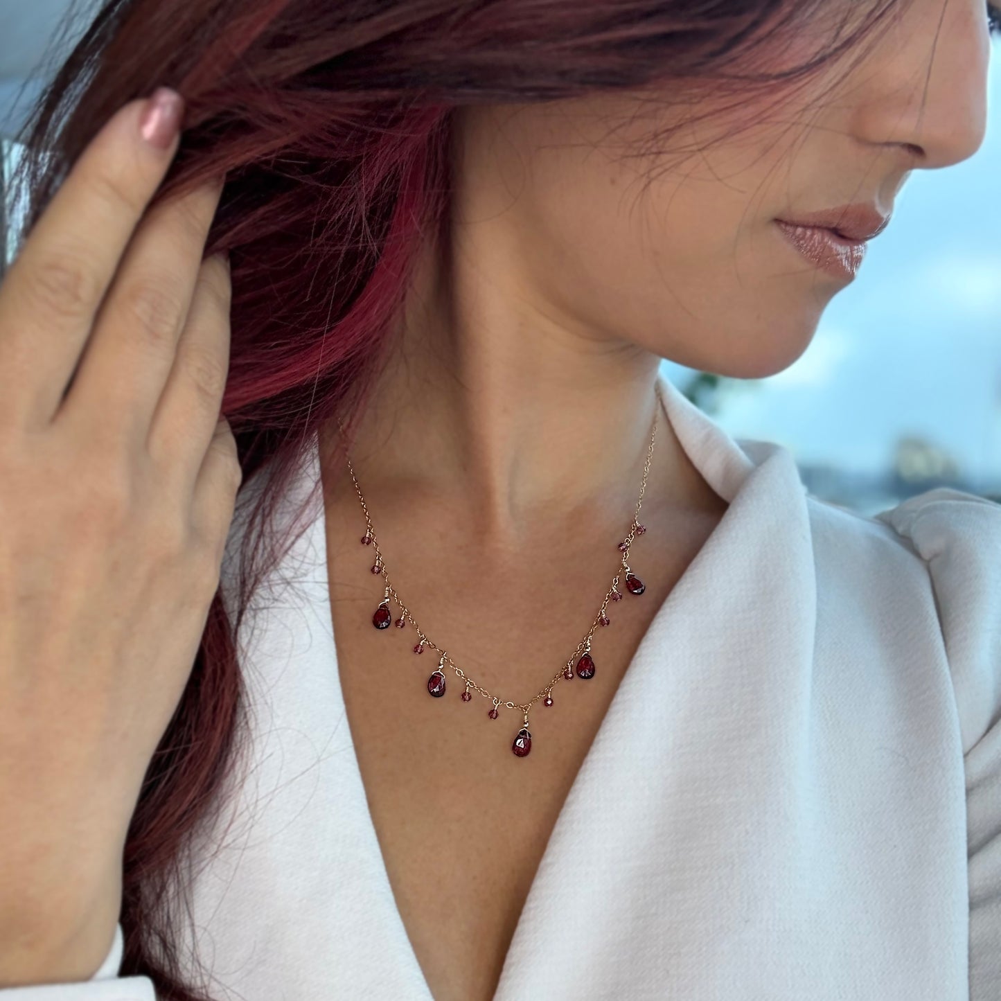 Garnet Charms Necklace