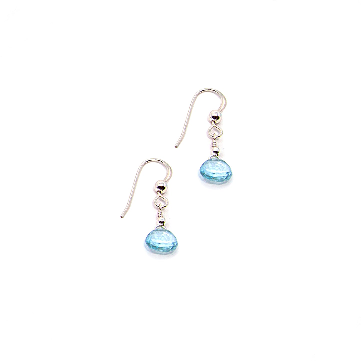 Swiss Blue Topaz Station Necklace with Teardrop Pendant and Teardrop Earrings