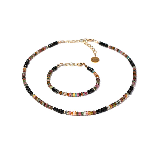 Colorful Tourmaline Necklace and Bracelet Set