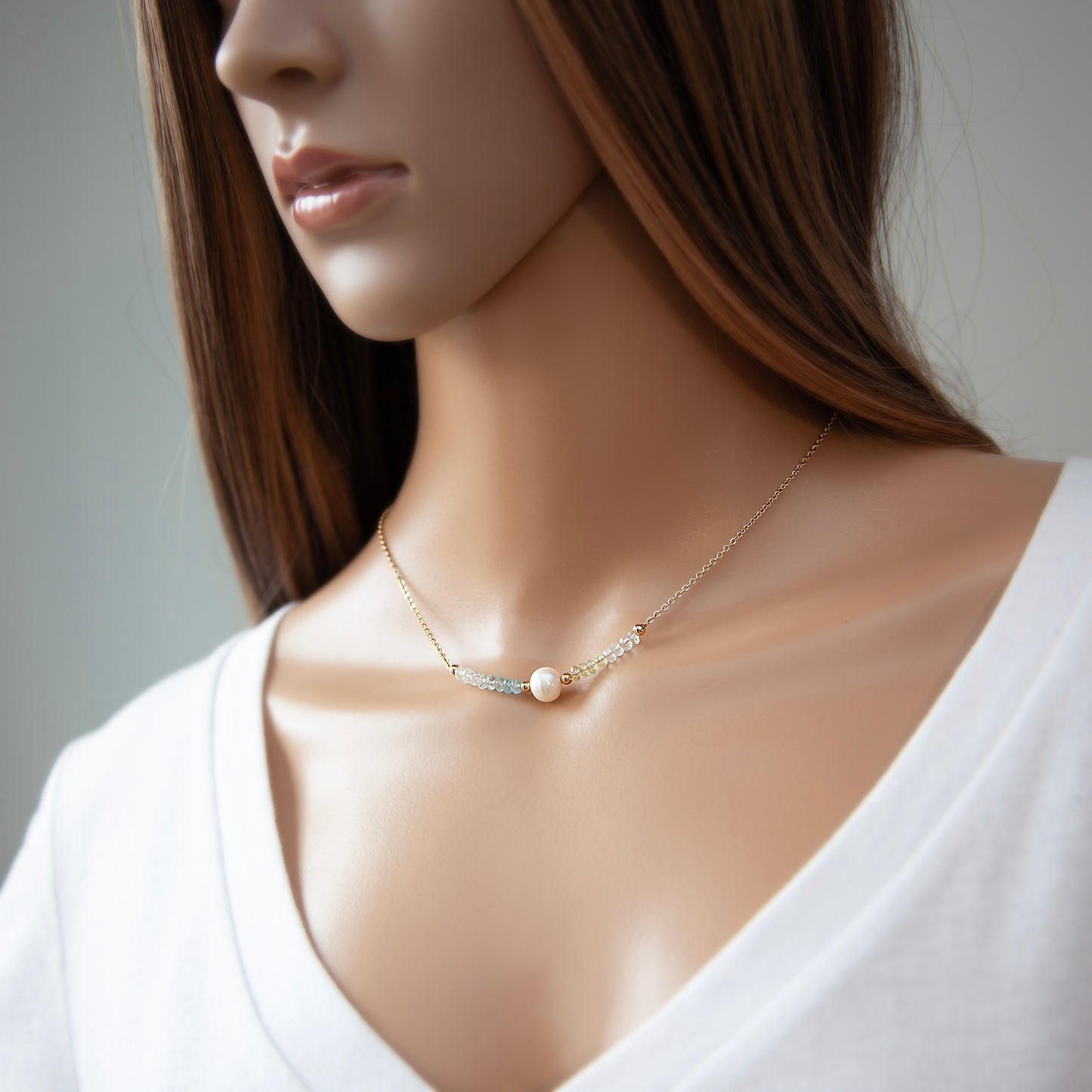 Aquamarine and Pearl Necklace