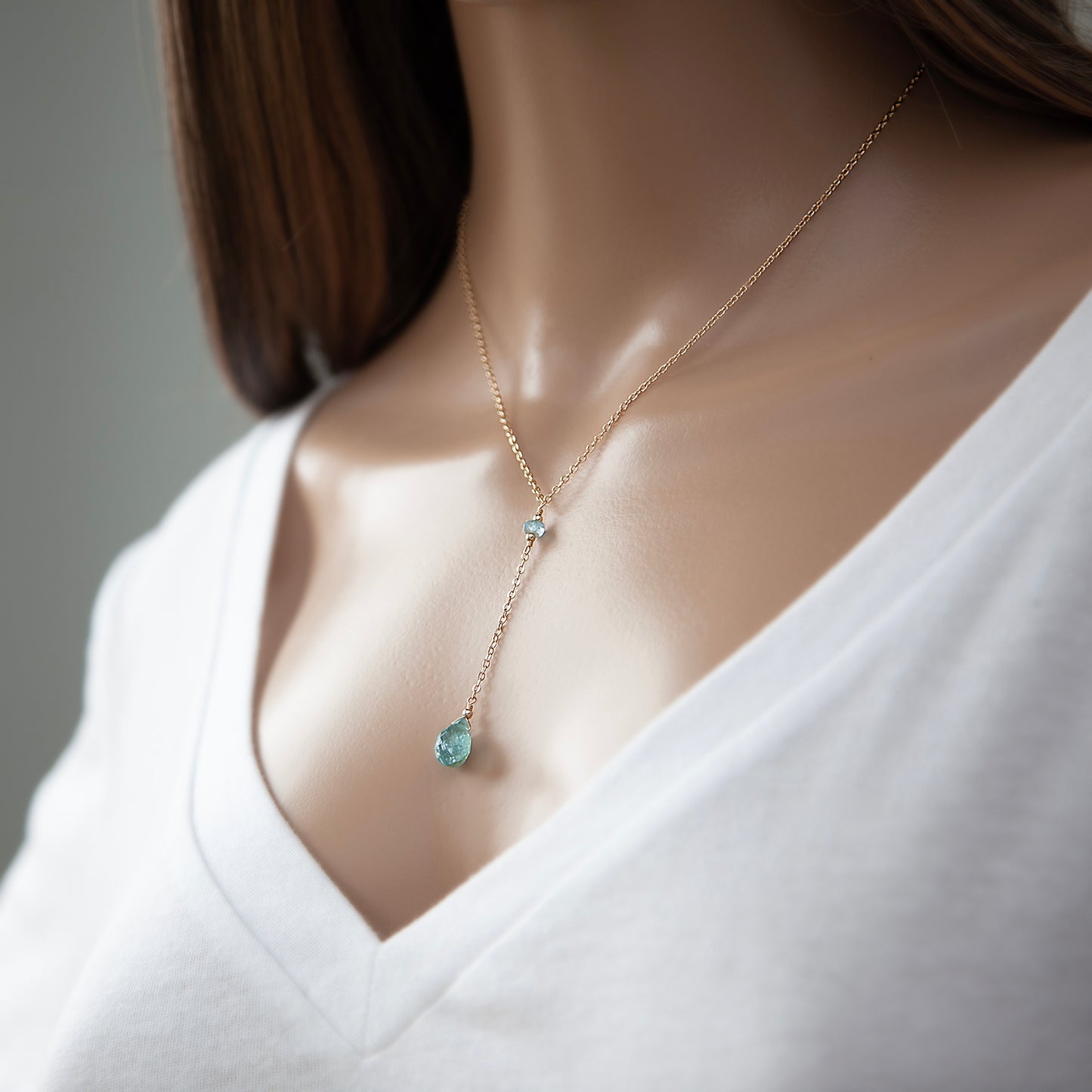 Aquamarine Lariat Necklace
