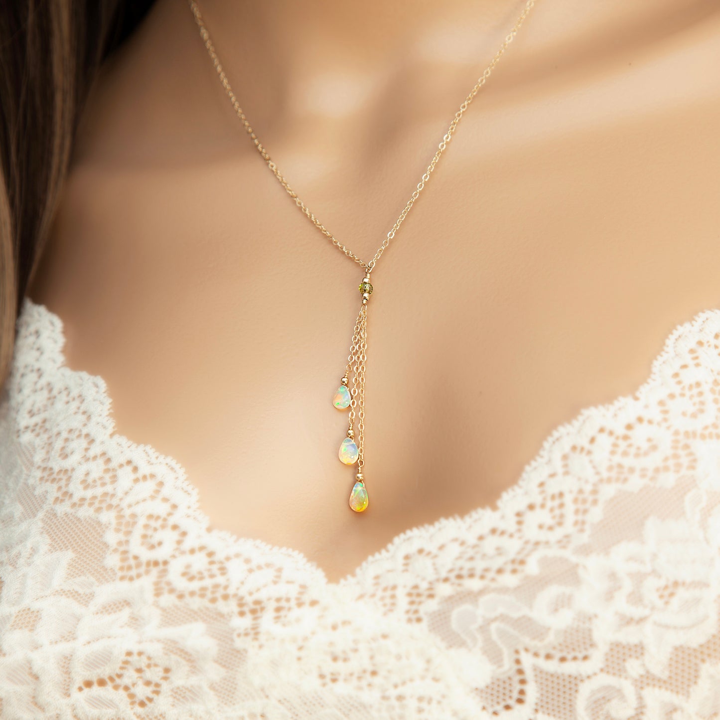 Opal Lariat Necklace