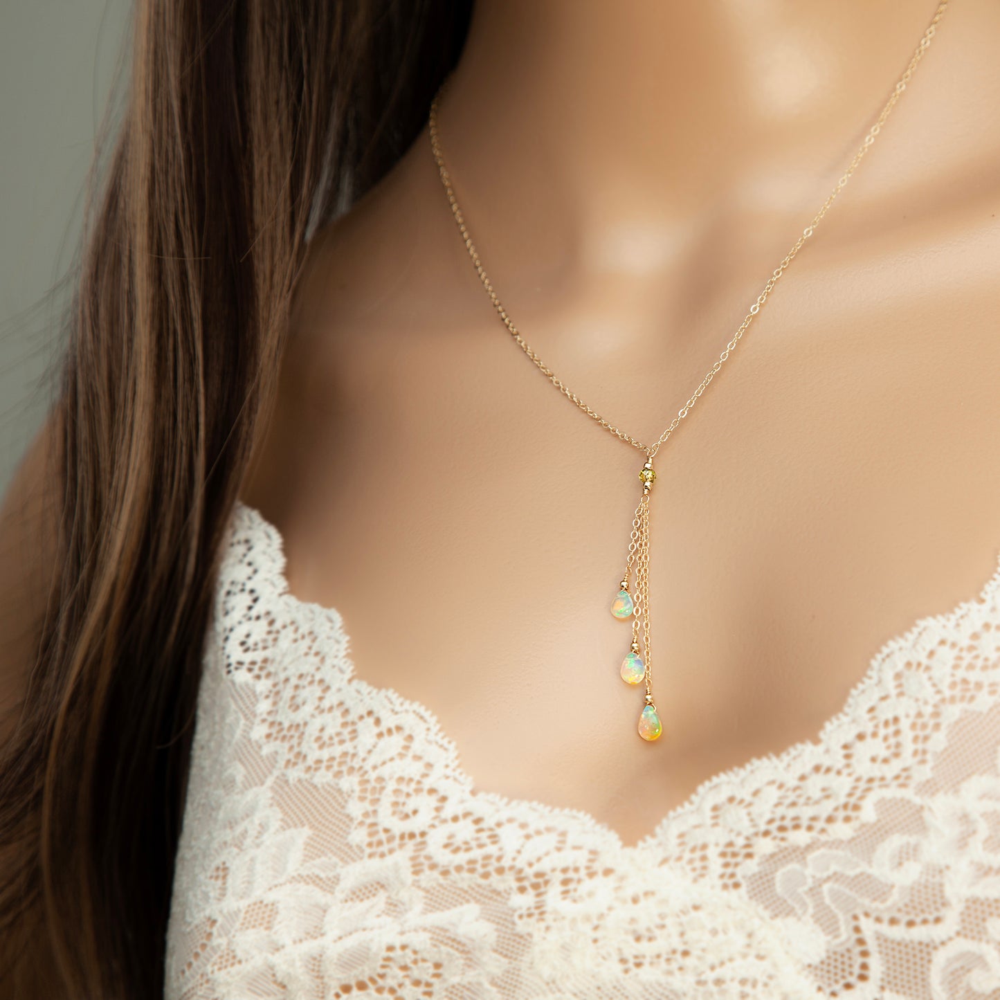 Opal Lariat Necklace