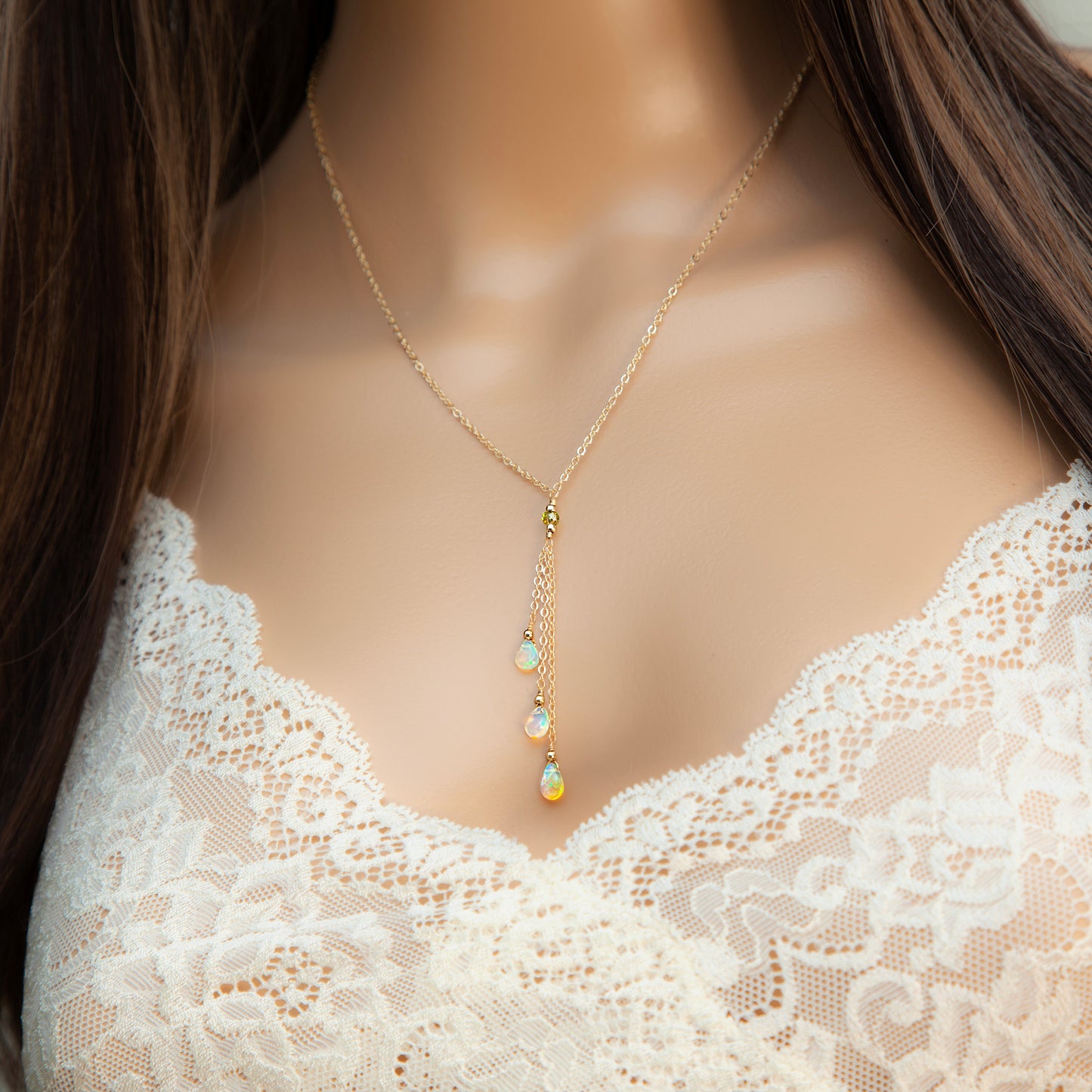 Opal Lariat Necklace