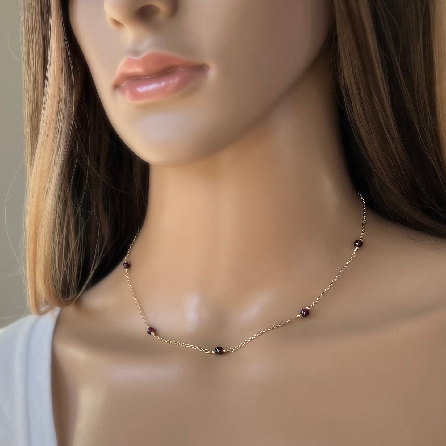 Garnet Station Necklace