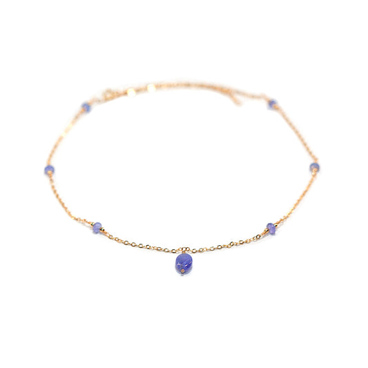 Tanzanite Station Necklace with Oval Tanzanite Pendant