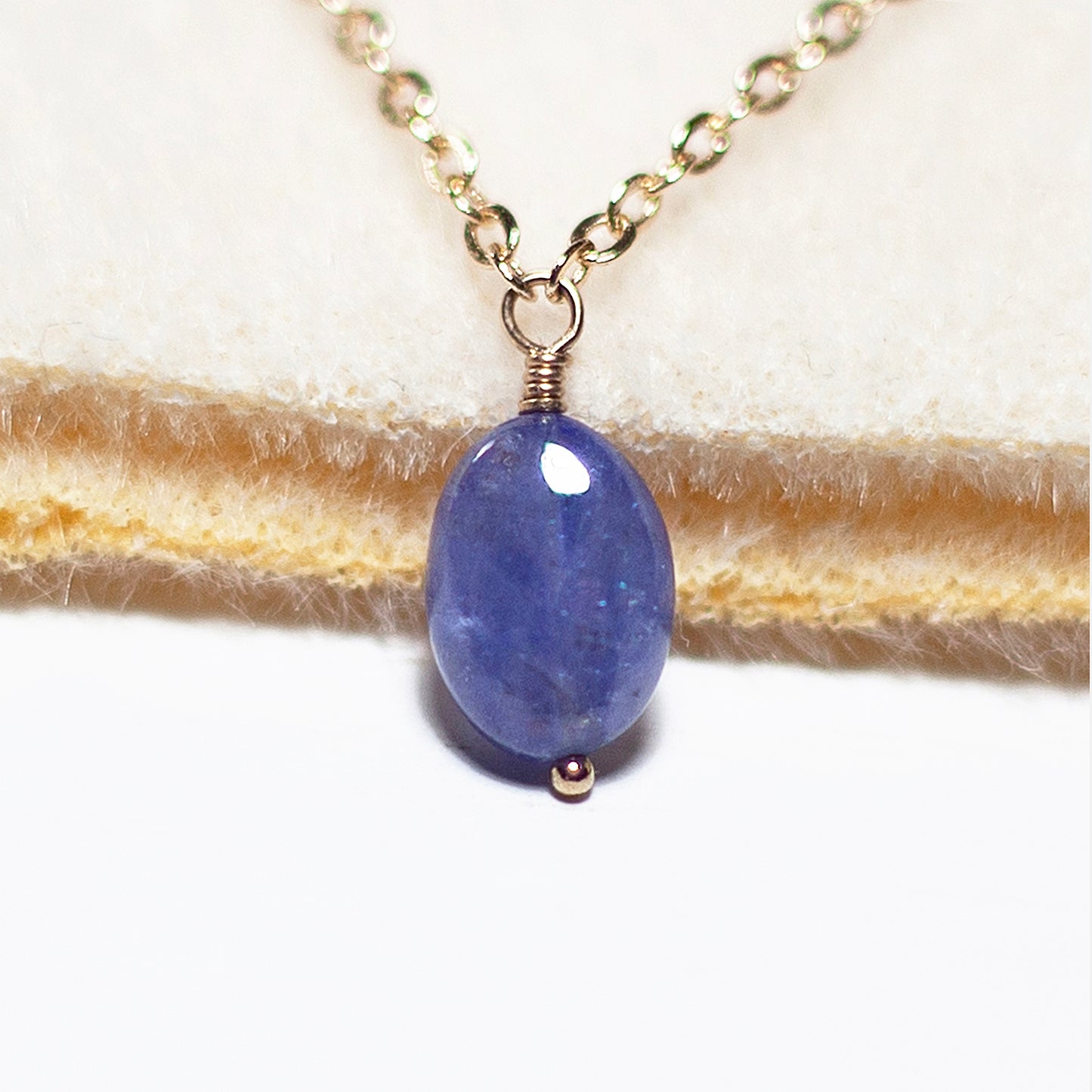 Tanzanite Station Necklace with Oval Tanzanite Pendant