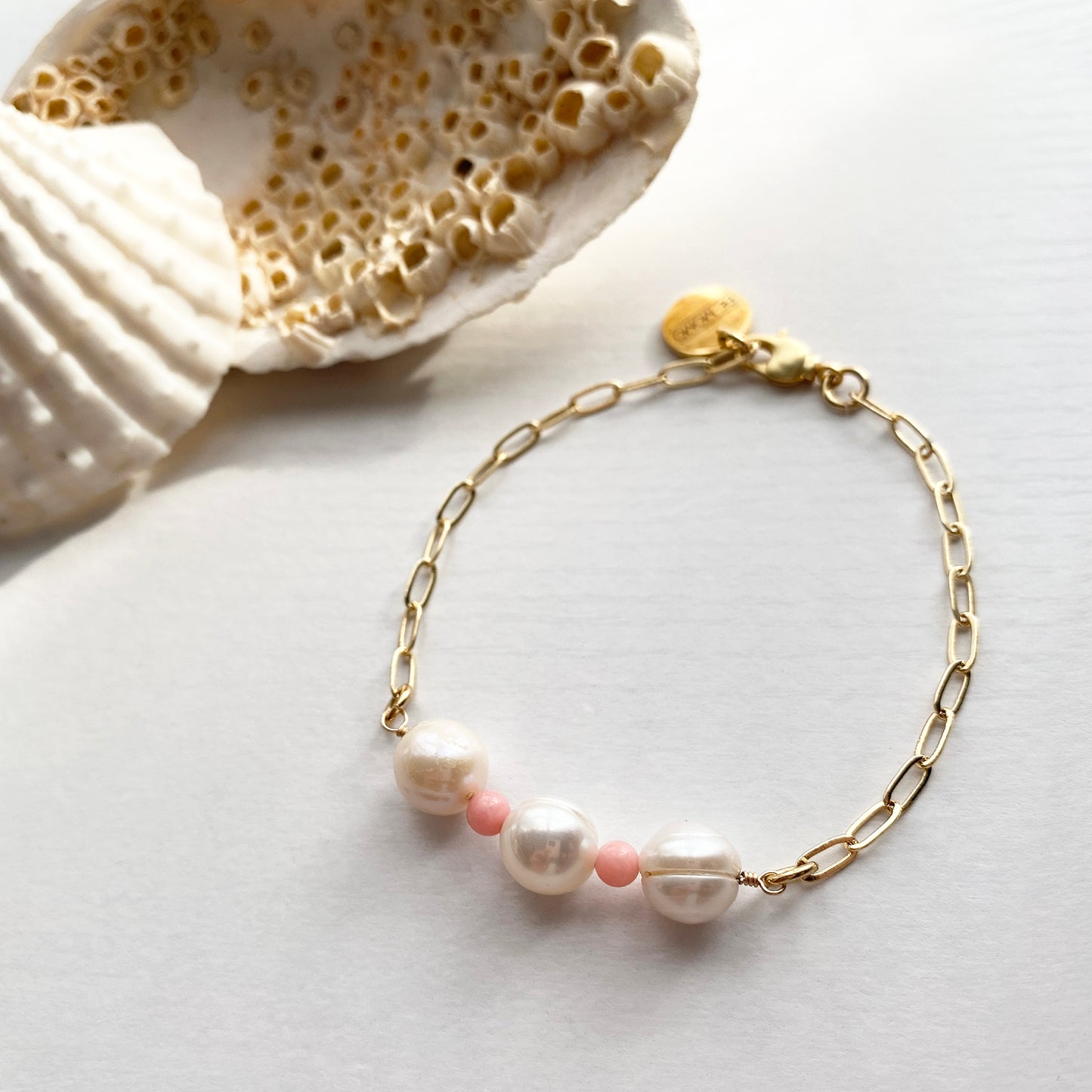 Freshwater Pearl and Coral Bracelet